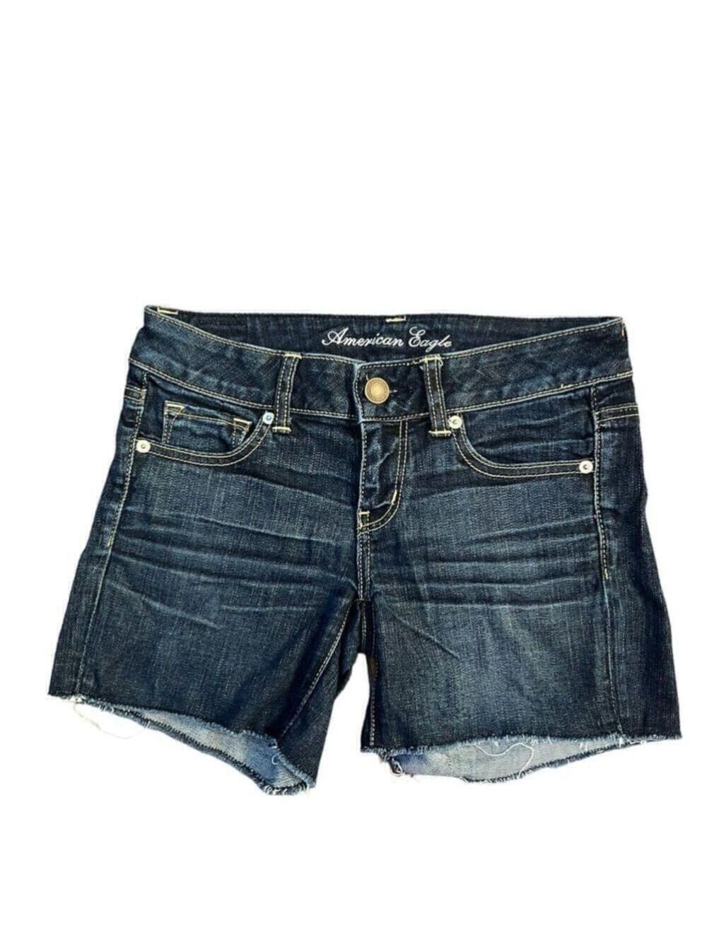 American Eagle Dark Denim Cut Off Shorts with Stretch - Size 4